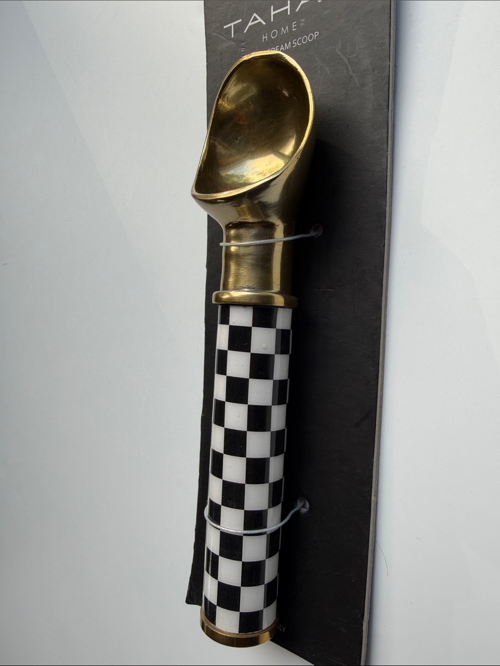 Tahari Checkered Black & White Ice Cream Scoop - Picture 5 of 7